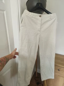 Hush Kia Washed Cotton Trouser Canvas Jeans Wide Leg UK 14 Summer Chinos Holiday - Picture 1 of 6