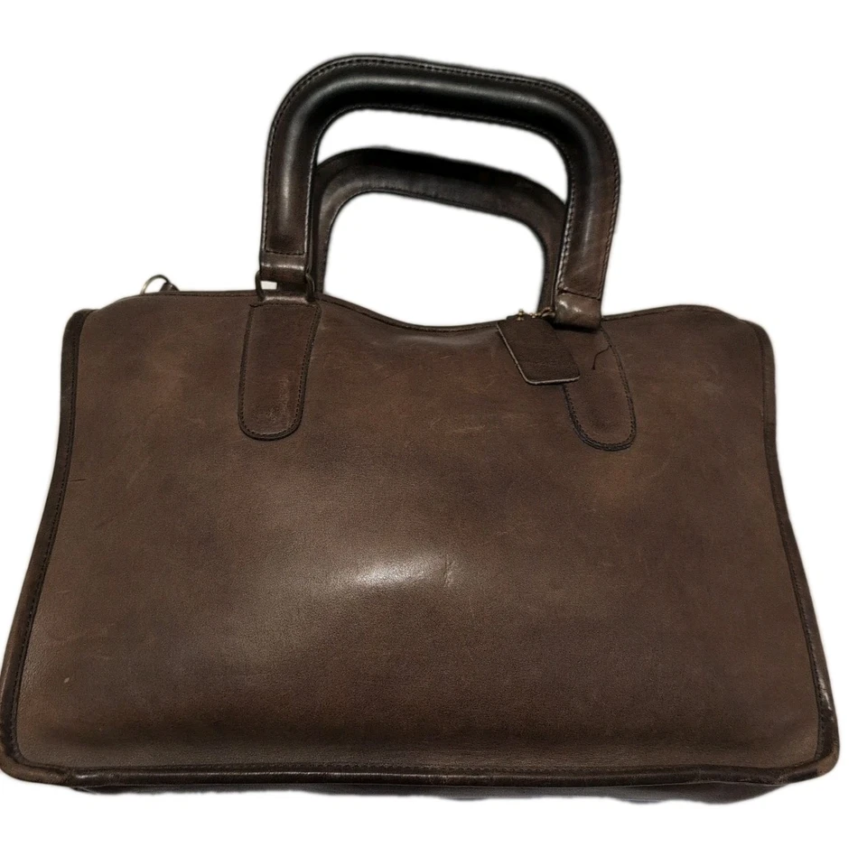 Maletín Cartera Vintage Coach Años 70 Bonnie Cashin Delgado Marrón Con Pátina Foto 1 de 4