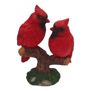 Par de cardenales en rama de primavera estatuilla estatuilla de resina - Imagen 1 de 9