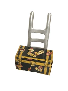 Vintage Early Marx Toys Tin Litho Metal Steamer Trunk With Hand Truck Dolly - Picture 1 of 14