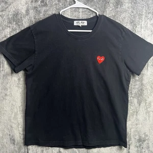 Camicia PLAY COMME Des GARCONS 3XL nero rosso cuore streetwear manica corta - Foto 1 di 6