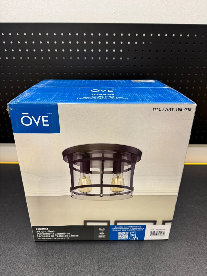 OVE Decors Joakim 2 Light Flush Mount Black #1654718 12”x12”x8”