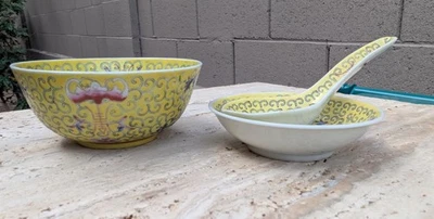 Авторитетная фарфоровая суповая чаша и ложка Jiangxi Jungdezhen — без резерва! - Изображение 1 из 4