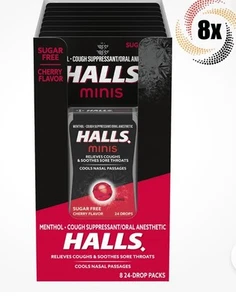 Full Box 8x Packs HALLS Minis Cherry Menthol Cough Drops | BB 12/2025 - Picture 1 of 3