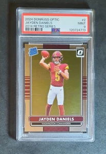 Jayden Daniels 2024 Donruss Optic Rookie Card 2014 Retro PSA 9 Commanders - Bild 1 von 2
