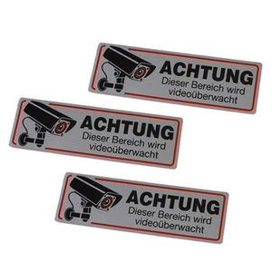 4PCS Camera Awareness Sign 12 x 4 cm Stickers for Indoor/Outdoor Monitoring - Afbeelding 1 van 9