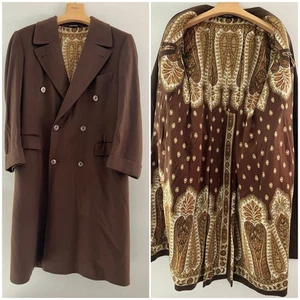 Zilli Men’s Cashmere Silk Coat Double Breasted Dark Brown France Sz 50 JP - Picture 1 of 13