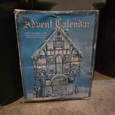 Costco Christmas Santa Advent Calendar 24 Doors Santa Wood Victorian House Boxed - Image 1 of 4