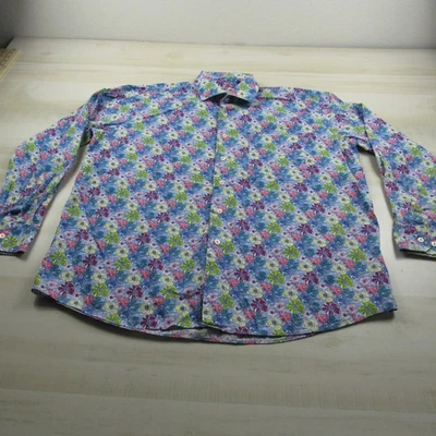 Camisa Alan River Hombre 2XL XXL Azul Rosa Verde Floral Botones Flor Foto 1 de 4