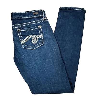 See thru Soul Skinny jeans 29x30.5" low rise stretch thick stitch whisker - Image 1 of 4