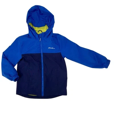 Chaqueta 3 en 1 Eddie Bauer para niño pequeña 7-8 azul polar con capucha exterior informal usada en excelente estado Foto 1 de 4