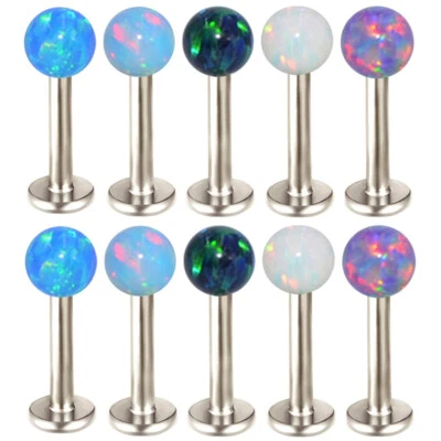 Opal 6-12mm Labret Lippenpiercing Monroe Stecker Ohr Piercing Internes Gewinde - Bild 1 von 4