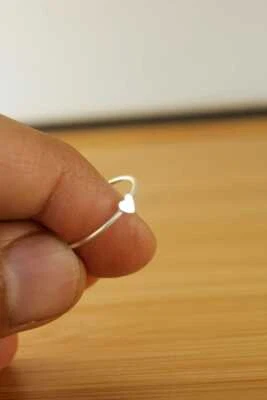 925 Sterling Silver Dainty Heart Ring, Silver Stacking Ring, Heart Ring, - Image 1 of 3