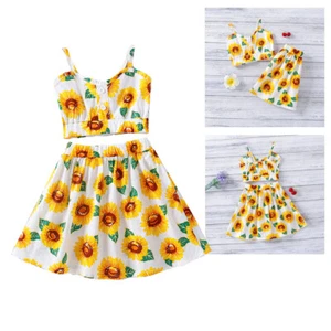 Toddler Kids Baby Girls Sleeveless Tops Skirts Halter Outfits Summer Clothes Set - Picture 1 of 16