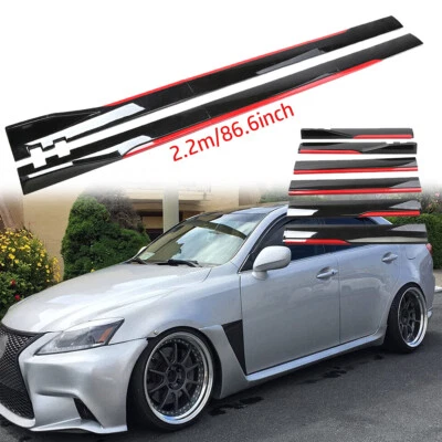 For Camry LE XLE SE XSE 2018-2022 Glossy Black Red 86.6"Side Skirt Extension Lip Foto 1 de 4