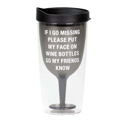About Face Designs Go Missing Wine Tumbler - Imagem 1 de 2