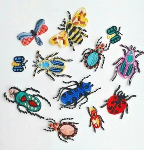 Styled Bugs Insect 12 pcs Set Handmade Embroidered Patch - Picture 1 of 12