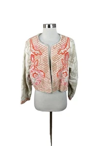Soft Surroundings Twin Garlands Bolero Jacket 1X Lined Heavy Beading Embroidery - Picture 1 of 5