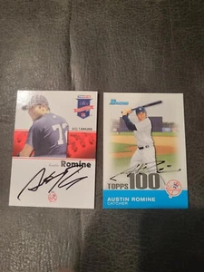 2 Austin Romine signed Minor league 2008 TriStar & 2010 Bowman-Yankees! - Picture 1 of 2