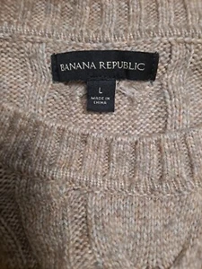 Banana Republic Damenpullover meliert beige bequem weich groß Zopfmuster - Bild 1 von 5