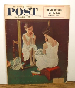 Saturday Evening Post March 6, 1954 N. Rockwell cover art 1950s Ads Styles Autos - Picture 1 of 14