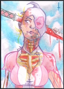 ZOMBIES GWEN POOL Skizzenkarte von Künstler Schildkröte Original Kunst - Bild 1 von 1