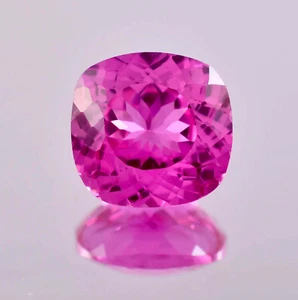 14x14 MM Natural Royal Pink Ceylon Sapphire Cushion Cut Loose Gemstone Certified - Picture 1 of 5