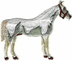 2" x 2 1/2" Western Cowboy Equestrian White Horse Embroidered patch - Picture 1 of 1