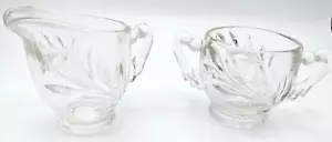 Indiana Vidrio Adelfa Hoja de Sauce Crema Azúcar Set Transparente Prensado - Imagen 1 de 10