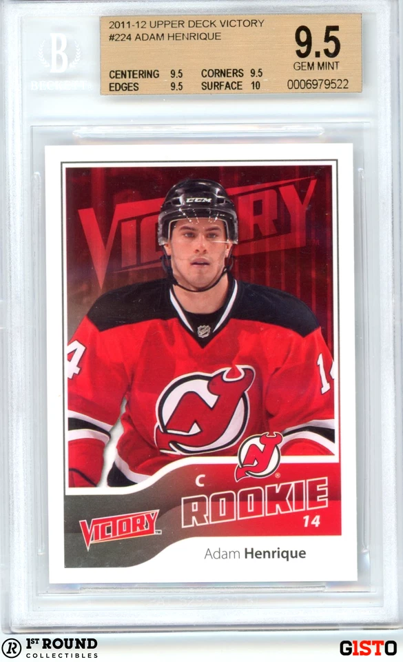 POP 1: Adam Henrique RC BGS 9.5: 2011-12 Upper Deck Victory Rookie Card Gisto - Image 1 of 3
