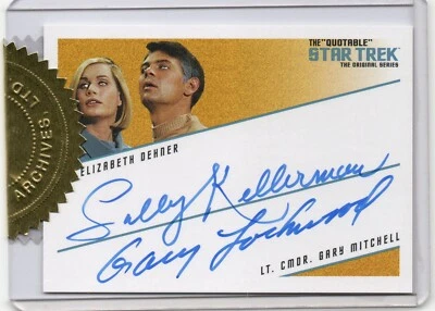 STAR TREK TOS SALLY KELLERMAN GARY LOCKWOOD DUAL AUTOGRAPH CARD Foto 1 de 2