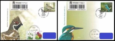 Latvia 2020 (08) Birds of Latvia - Hazel Grouse - Common Kingfisher (a.fdc) - Image 1 of 3