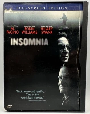 Insomnia DVD FULL-Screen Al Pachino Robin Williams Hilary Swank 2002 - Image 1 of 3