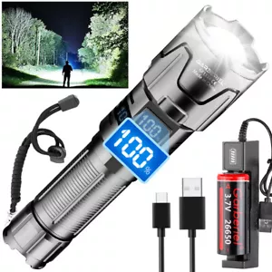 Torcia LED tattica ricaricabile super luminosa zoom 20W lampada torcia LED escursionismo - Foto 1 di 15