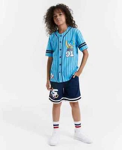 Sonic Big Boys Logo Baseball Shirt & Shorts Set Blue Size L - Picture 1 of 5