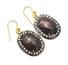 925 Sterling Silver 24Ct Gold Overlay Multi Simulated Sapphire Cz Earring T950