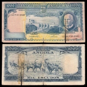 Angola 1.000 Escudos 10-6-1962 Pick 96. (Imagen) BC- = F- - Imagen 1 de 3