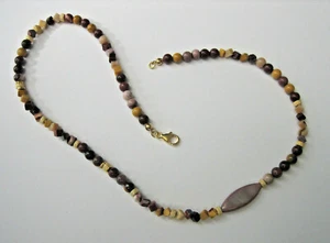 Collar Mookait con Nácar Diseño Navette Plata 925 Chapado en Oro Único - Imagen 1 de 6