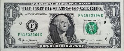 USA $1 2017 Series note F 41532366 D - Image 1 of 2