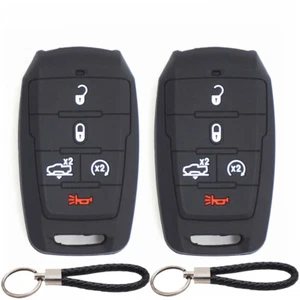 2Pcs 5 Buttons Silicone Key Fob Cover Keychain for Ram 1500 2019 2020 2021 2022 - Picture 1 of 4