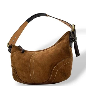 Coach Brown Suede Hobo Bag Authentic Leather Tote Excellent Condition - Picture 1 of 10