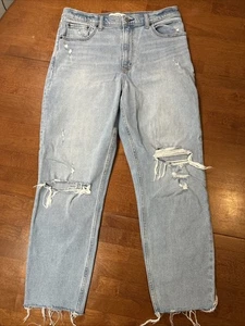 Abercrombie And Fitch Damenjeans Größe 10L The Mom hoher Bund blau Denim  - Bild 1 von 14