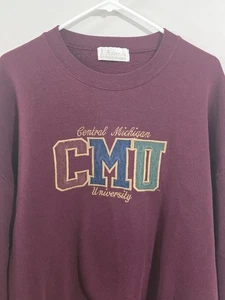 Vintage 1990s Central Michigan University Embroidered Crewneck Sweatshirt Sz XXL - Picture 1 of 9