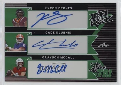 2024 Leaf Heroes & Prospects Nice Tri Green 1/5 Kyron Drones Cade Klubnik Auto - Image 1 of 3