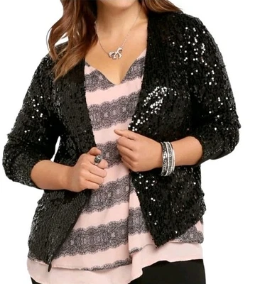 Новый TORRID черный блестками длинным рукавом куртка женский размер 4 X эластичной новый с Ярлыками - Изображение 1 из 4