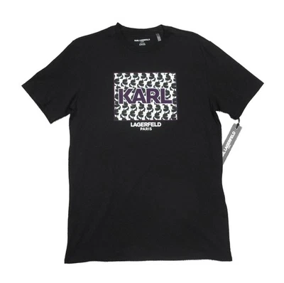 Camiseta manga corta Karl Lagerfeld para hombre negra con logotipo gráfico cuello redondo Foto 1 de 3