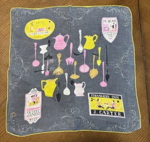 MCM Pat Prichard Baumwolle Leinen Taschentuch grün und rosa J Carter Inn - Bild 1 von 7