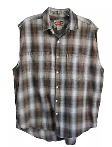 Vtg Paragraff Shirt Vest Mens XL Flannel Sleeveless Two Chest Pockets Lumberjack - Picture 1 of 8