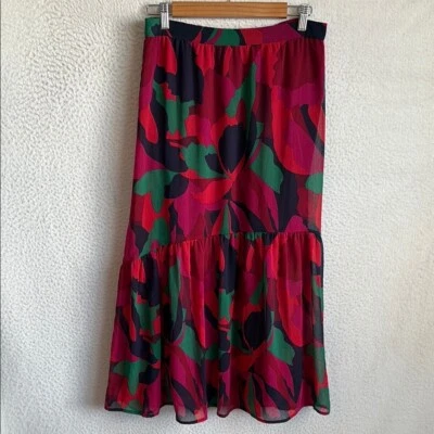 Falda Banana Republic Mujer Pequeña Estampado Floral Larga Midi En Niveles Foto 1 de 4