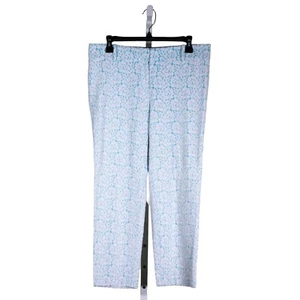 Ann Taylor Womens Pants 10P White Blue Floral Lace Skinny Crop Trousers Work - Picture 1 of 8